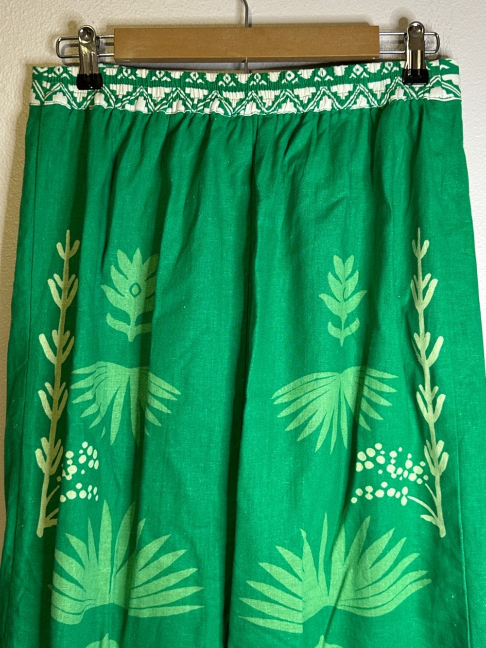 Rachel Zoe M Linen Blend Tropical Palm Bird Maxi Skirt Resort Coastal Boho - Picture 6 of 10